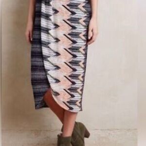 Maeve Zigzag Midi Skirt in Black, Gray, and Cream